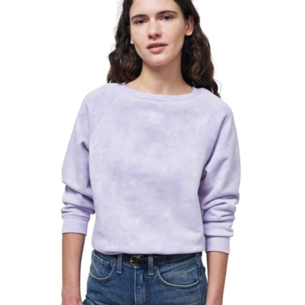 NWT Nili Lotan Tie Dye Classic Crew Neck Sweatshirt Light Lavender